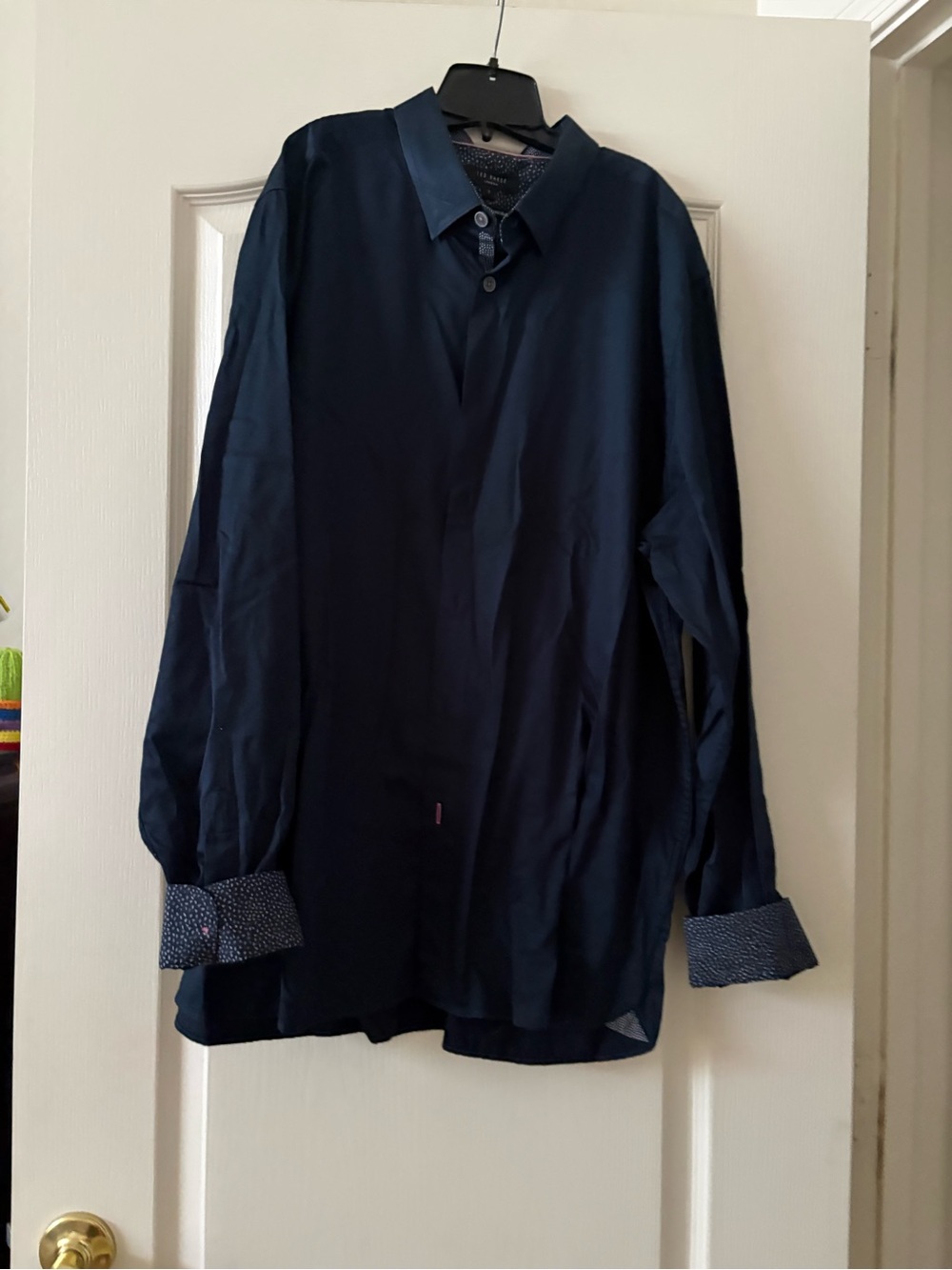 Ted Baker Navy Shirt with Pink Contrast Trim